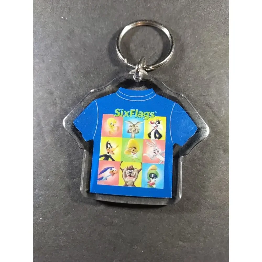 Six Flags Looney Toons T Shirt Keychain Acrylic